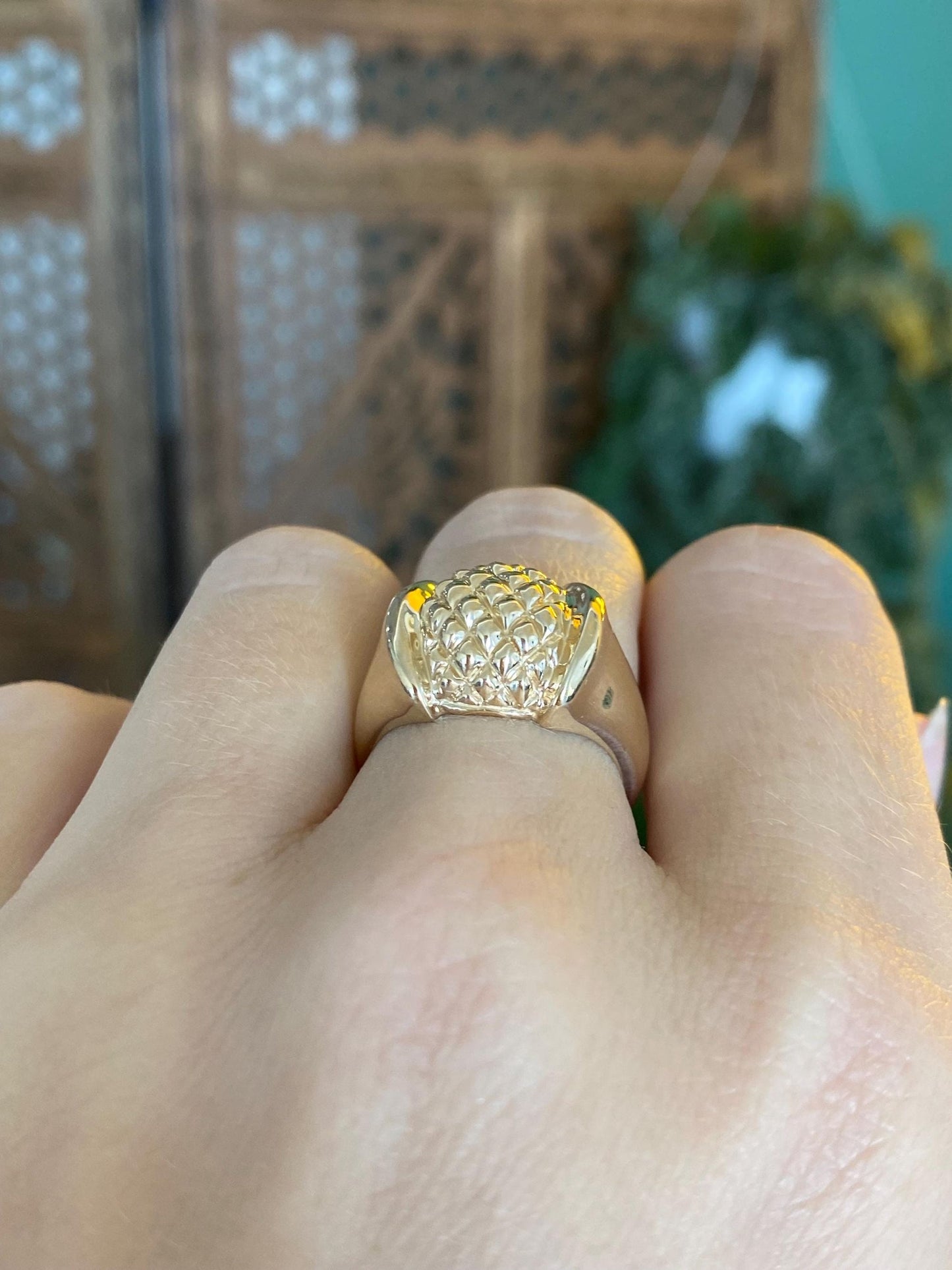 Vintage Solid 14k Yellow Gold Textured Ring - Size 6