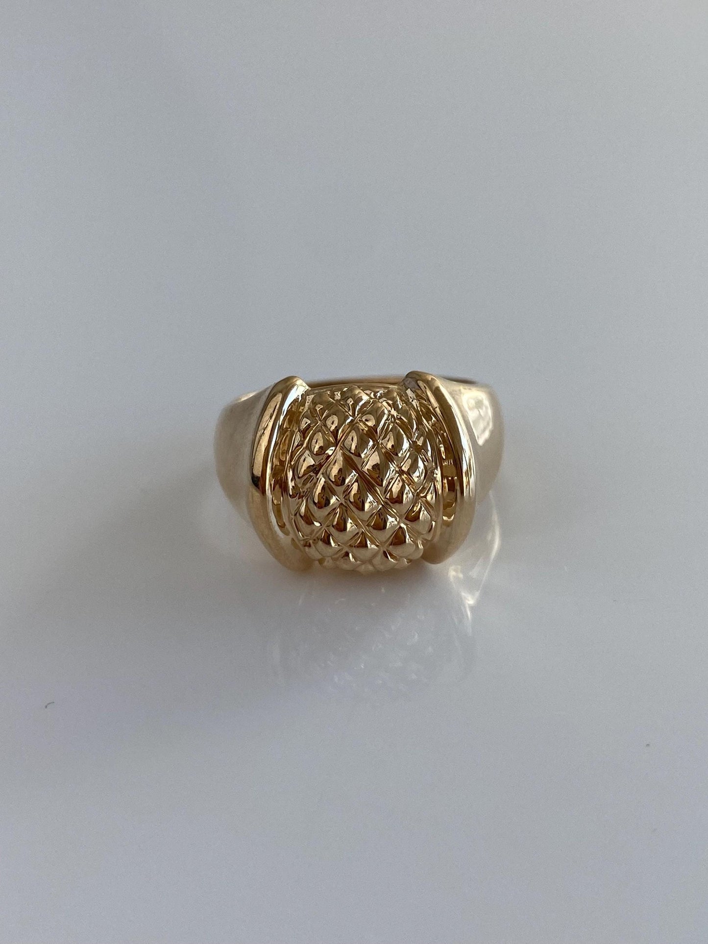 Vintage Solid 14k Yellow Gold Textured Ring - Size 6