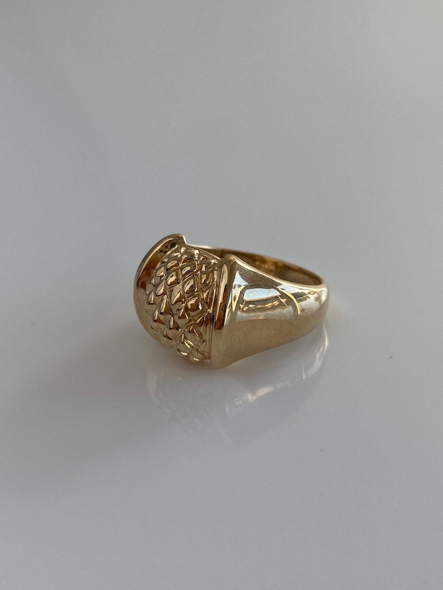 Vintage Solid 14k Yellow Gold Textured Ring - Size 6