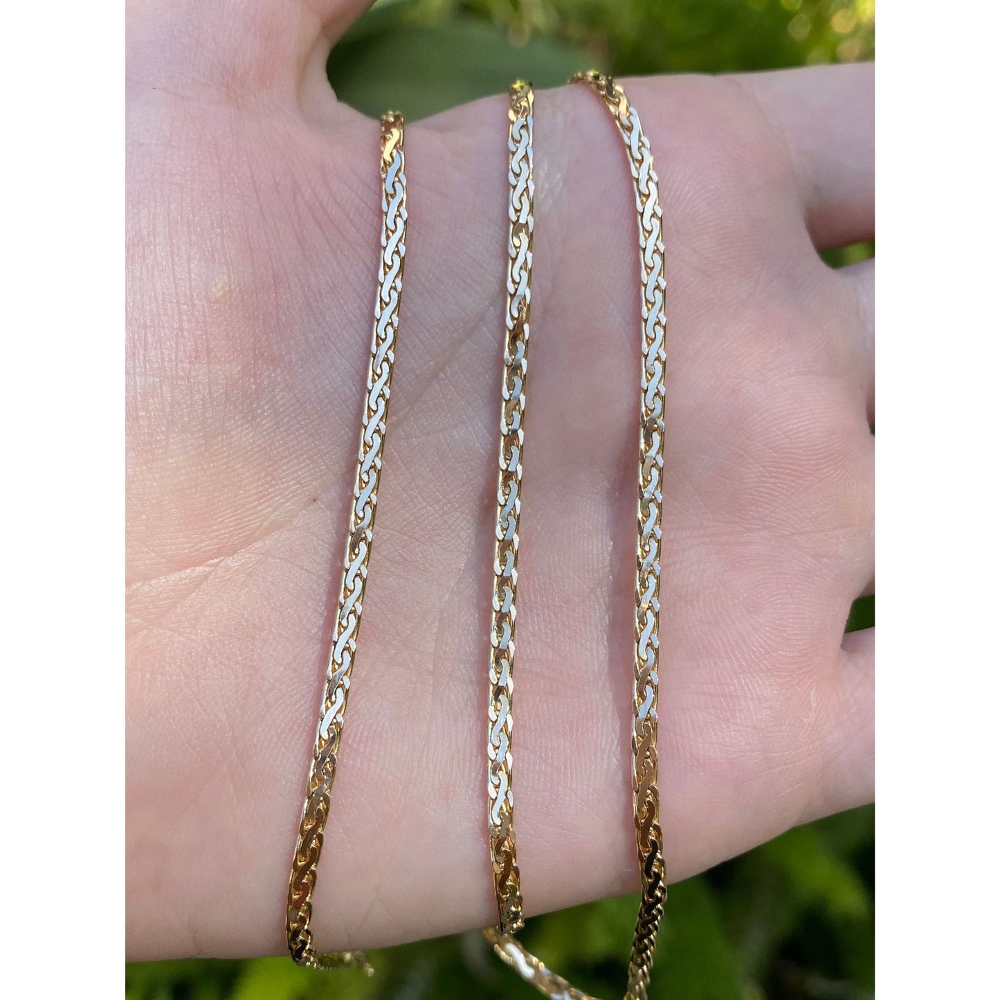 Vintage Solid 14k Yellow Gold Flat Braided Chain Necklace - 30 inches