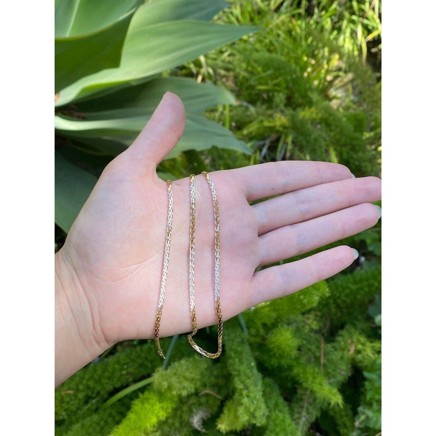 Vintage Solid 14k Yellow Gold Flat Braided Chain Necklace - 30 inches