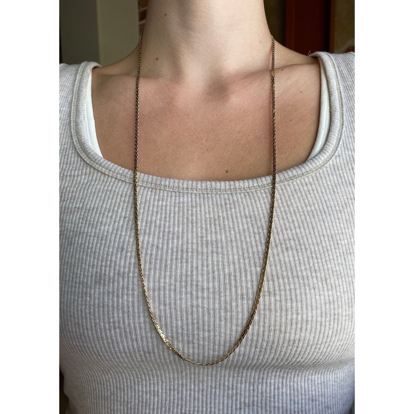 Vintage Solid 14k Yellow Gold Flat Braided Chain Necklace - 30 inches