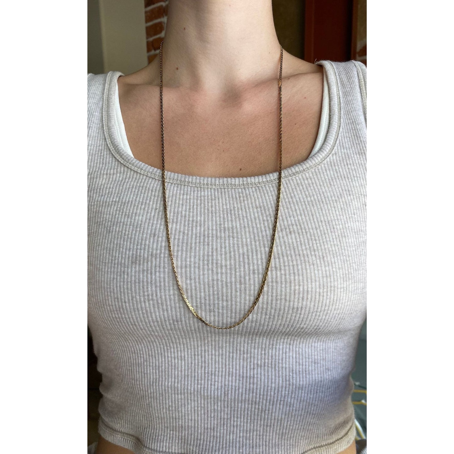 Vintage Solid 14k Yellow Gold Flat Braided Chain Necklace - 30 inches
