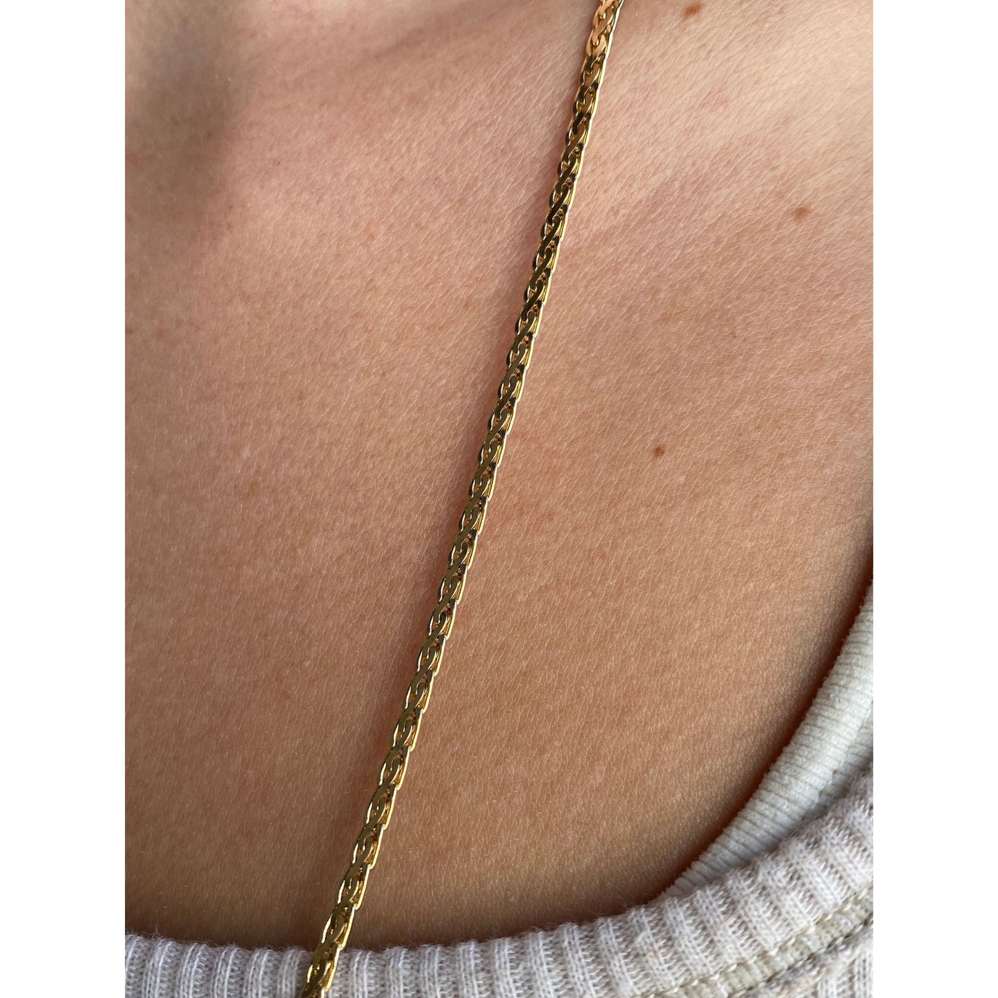 Vintage Solid 14k Yellow Gold Flat Braided Chain Necklace - 30 inches