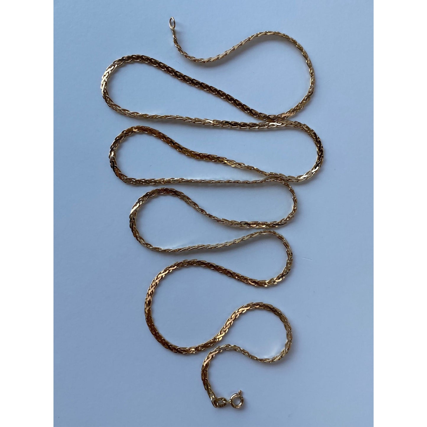 Vintage Solid 14k Yellow Gold Flat Braided Chain Necklace - 30 inches