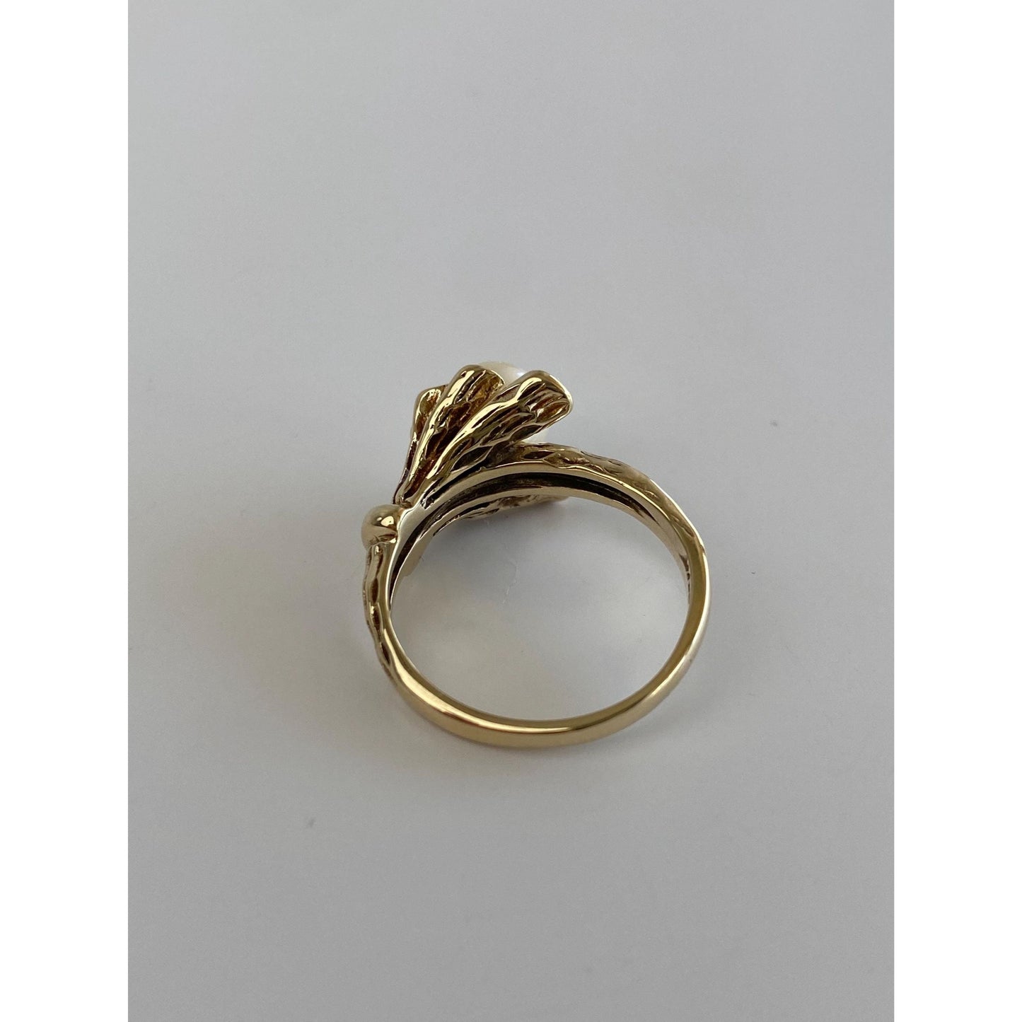 Vintage Solid 10k Yellow Gold Pearl Branch Ring - Size 6.25