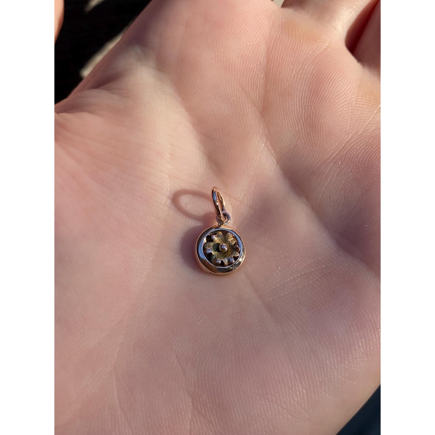 Vintage Solid 10k Rosey & Yellow Gold Flower Charm