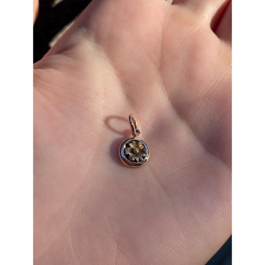 Vintage Solid 10k Rosey & Yellow Gold Flower Charm