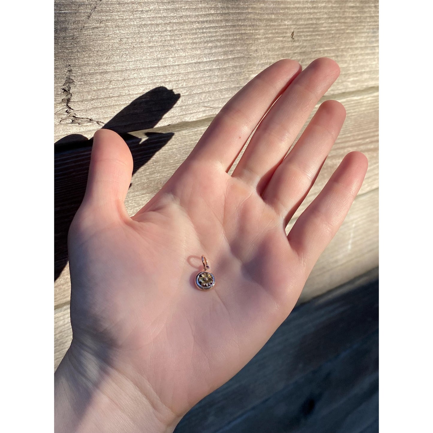 Vintage Solid 10k Rosey & Yellow Gold Flower Charm