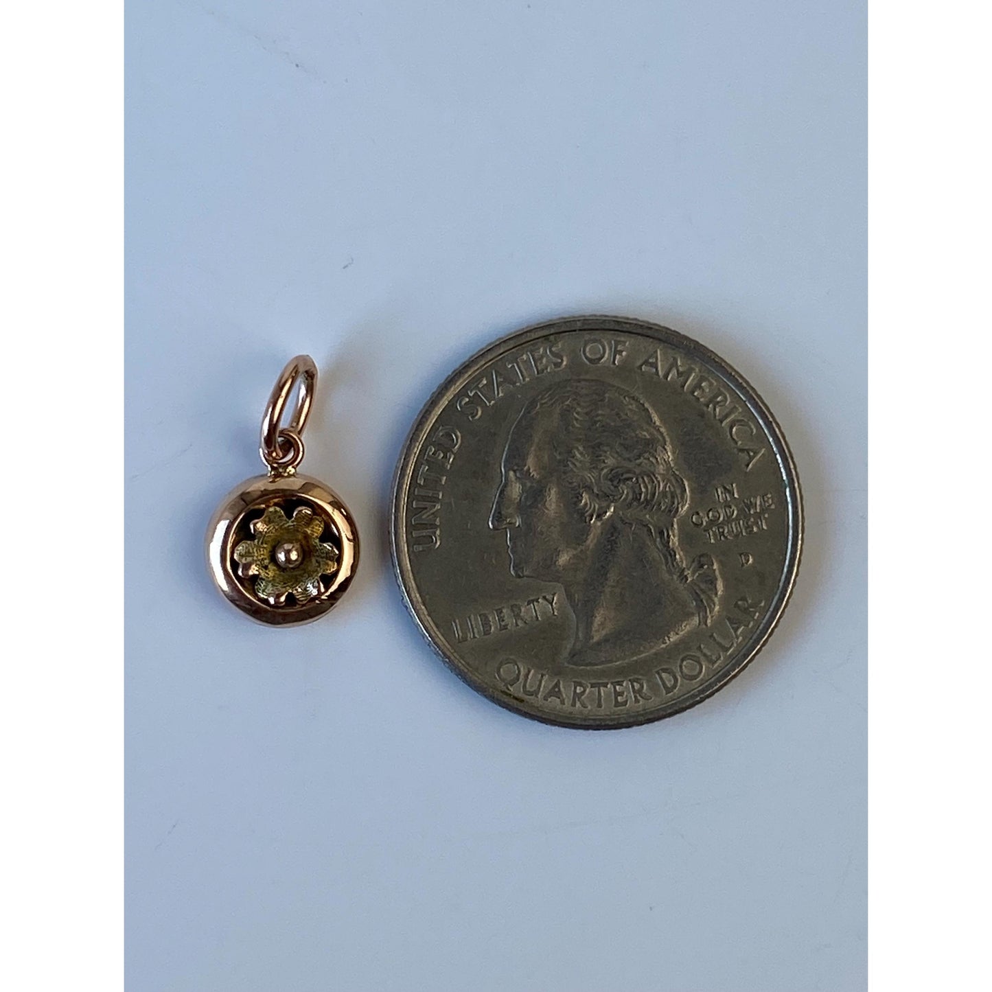 Vintage Solid 10k Rosey & Yellow Gold Flower Charm