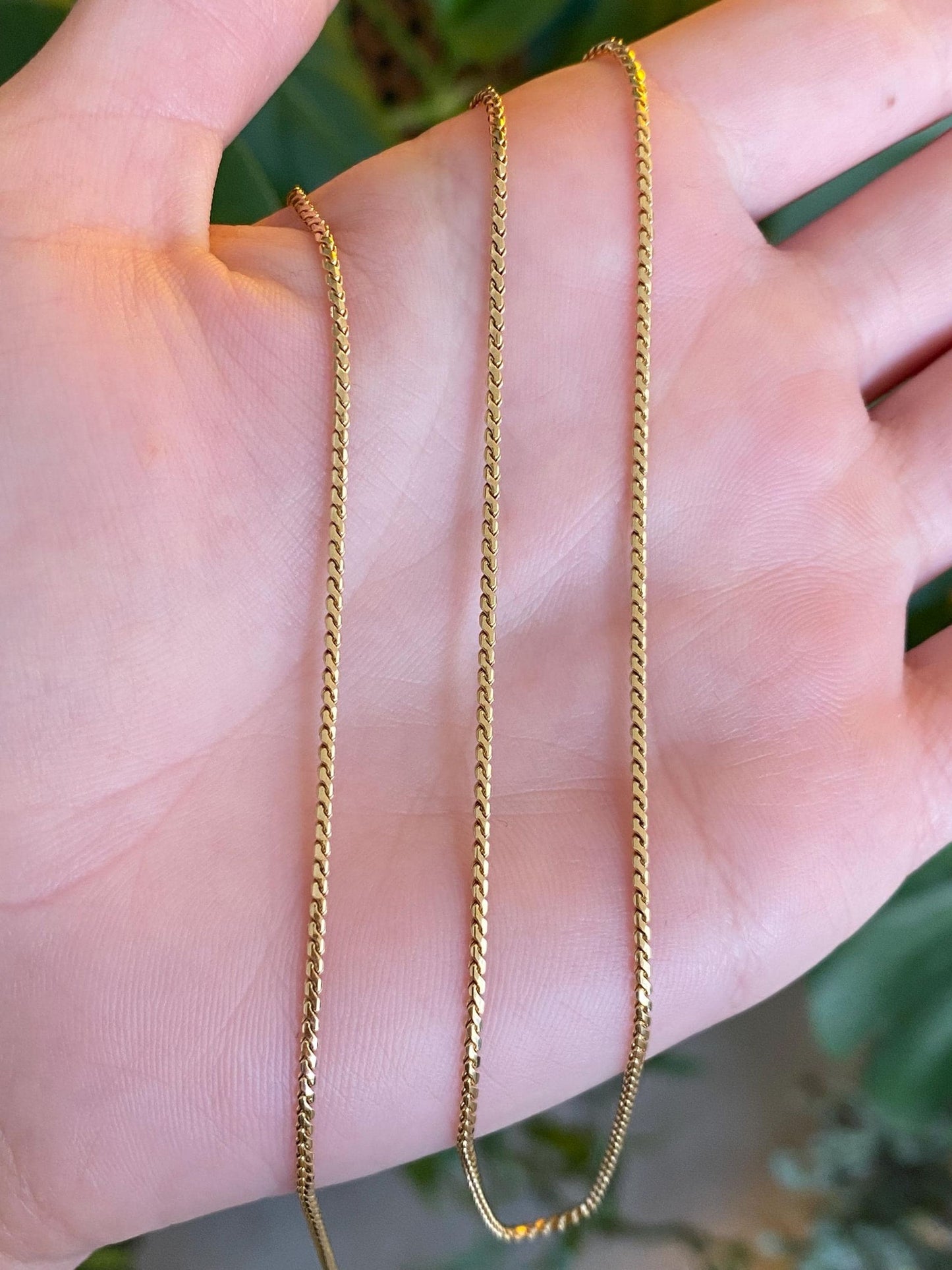 Vintage Solid 18k Yellow Gold Rounded Serpentine Chain Necklace - 20.25 inches