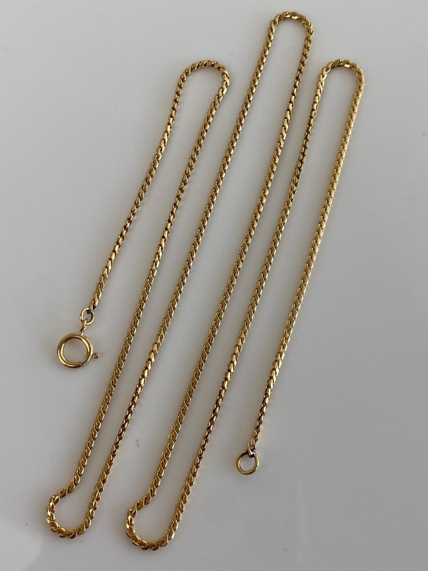 Vintage Solid 18k Yellow Gold Rounded Serpentine Chain Necklace - 20.25 inches