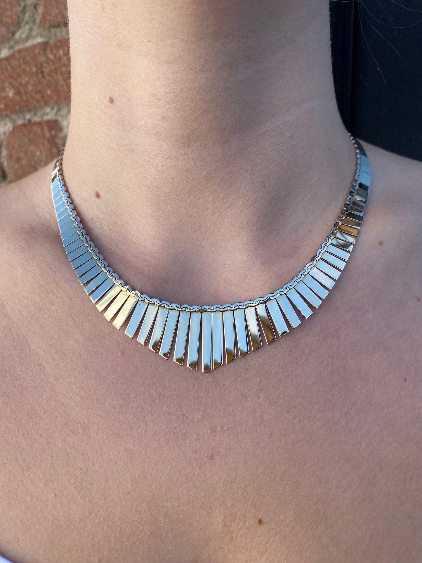 Vintage Solid 14k Yellow Gold Cleopatra Necklace - 16.25 inches