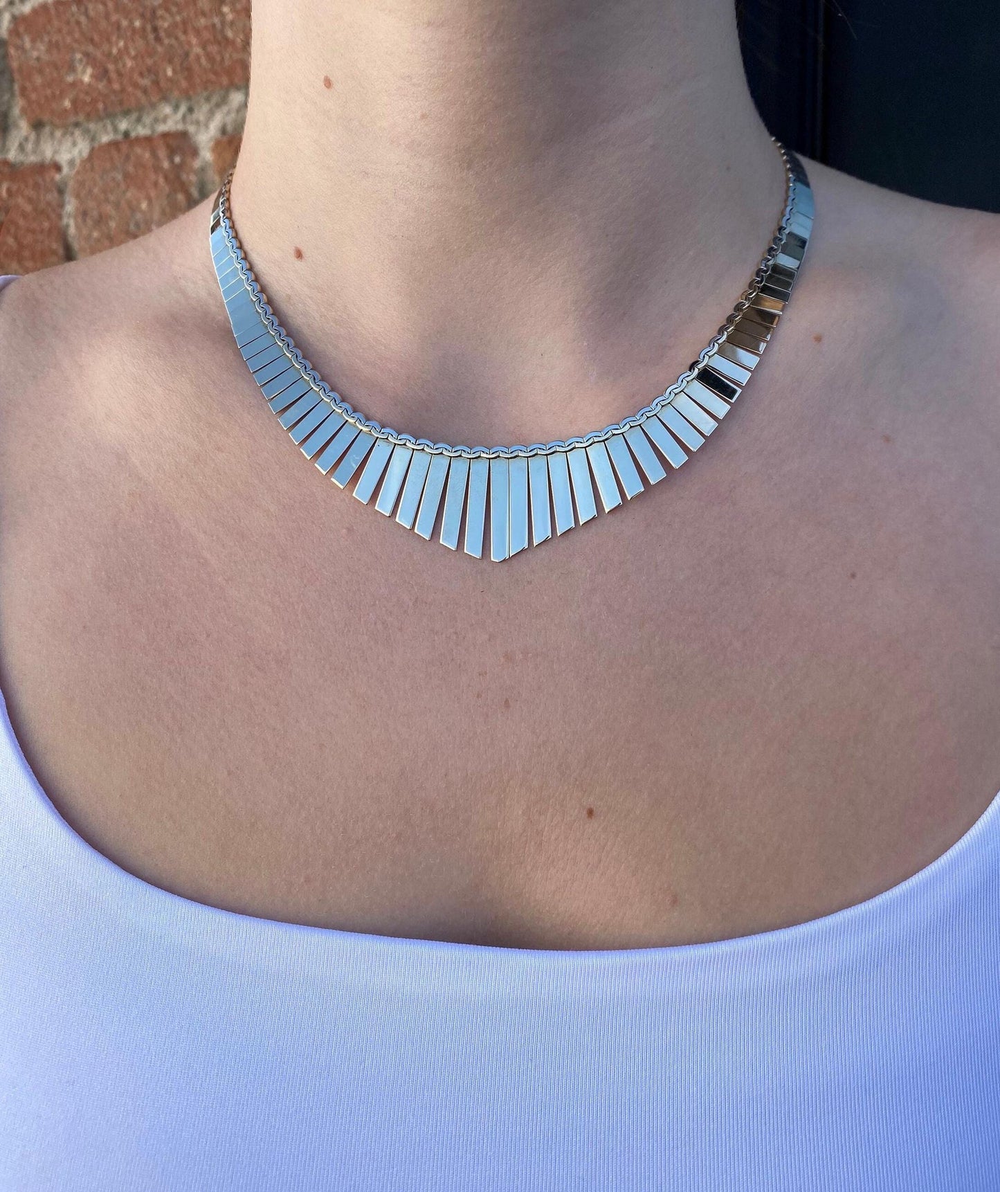Vintage Solid 14k Yellow Gold Cleopatra Necklace - 16.25 inches