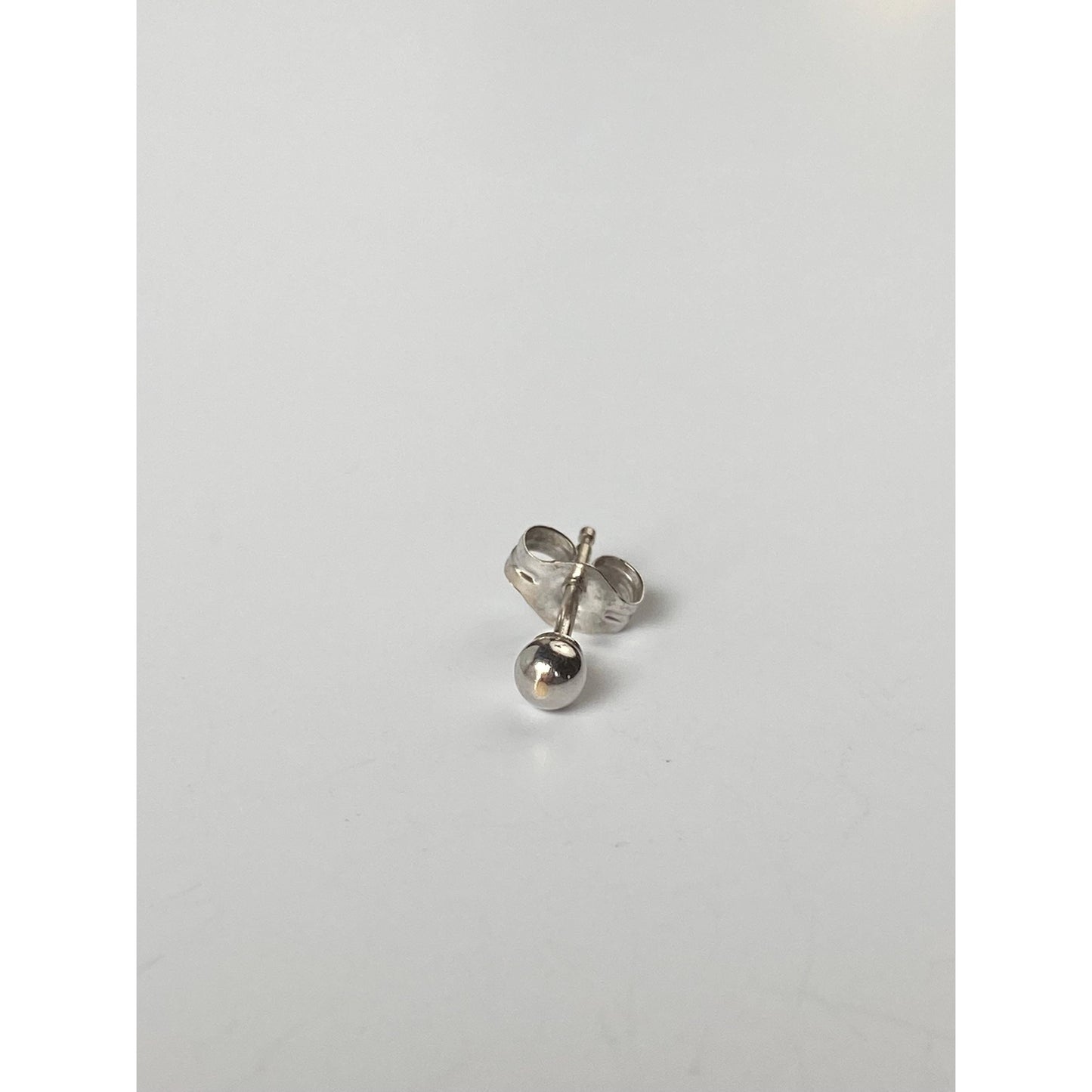 Vintage Solid 14k White Gold SINGLE Ball Stud Earring