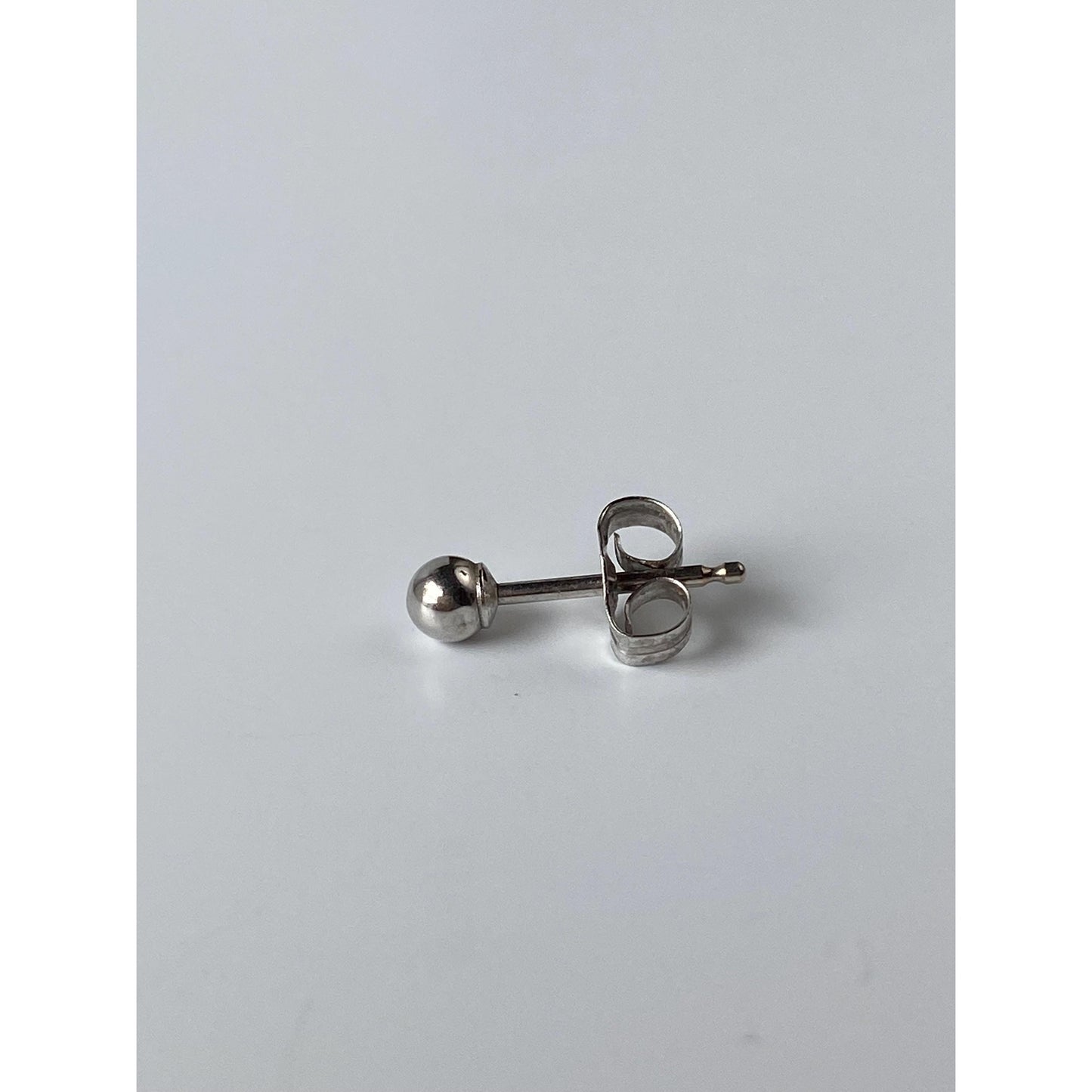 Vintage Solid 14k White Gold SINGLE Ball Stud Earring
