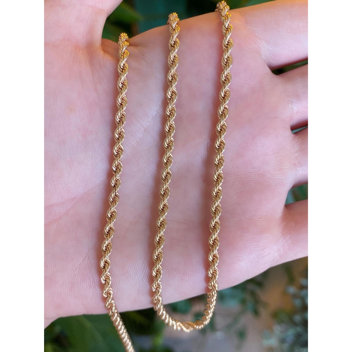 Vintage Solid 14k Yellow Gold Rope Chain Necklace - 24.75 inches