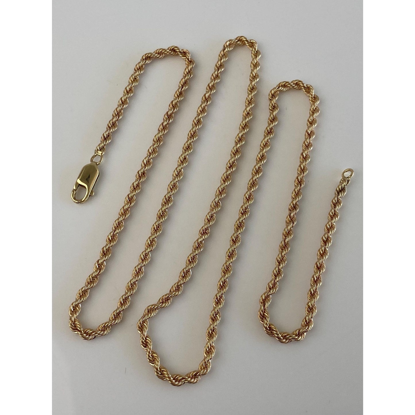 Vintage Solid 14k Yellow Gold Rope Chain Necklace - 24.75 inches