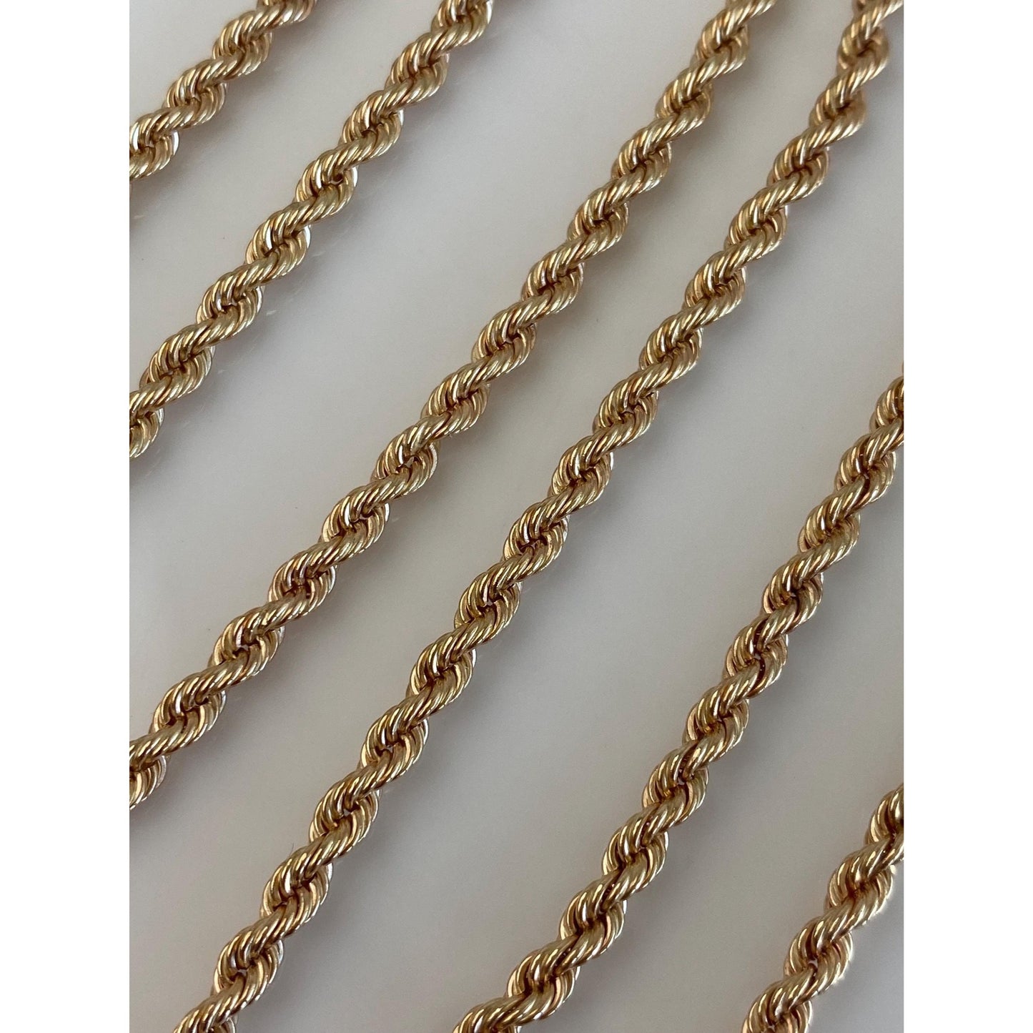 Vintage Solid 14k Yellow Gold Rope Chain Necklace - 24.75 inches