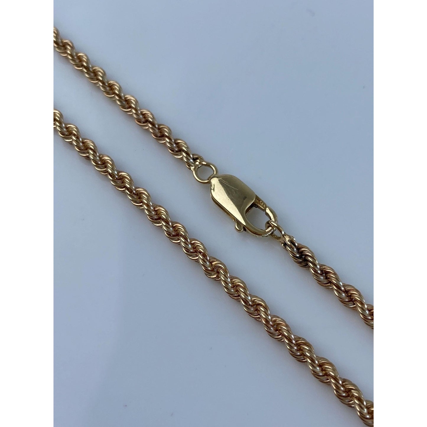 Vintage Solid 14k Yellow Gold Rope Chain Necklace - 24.75 inches