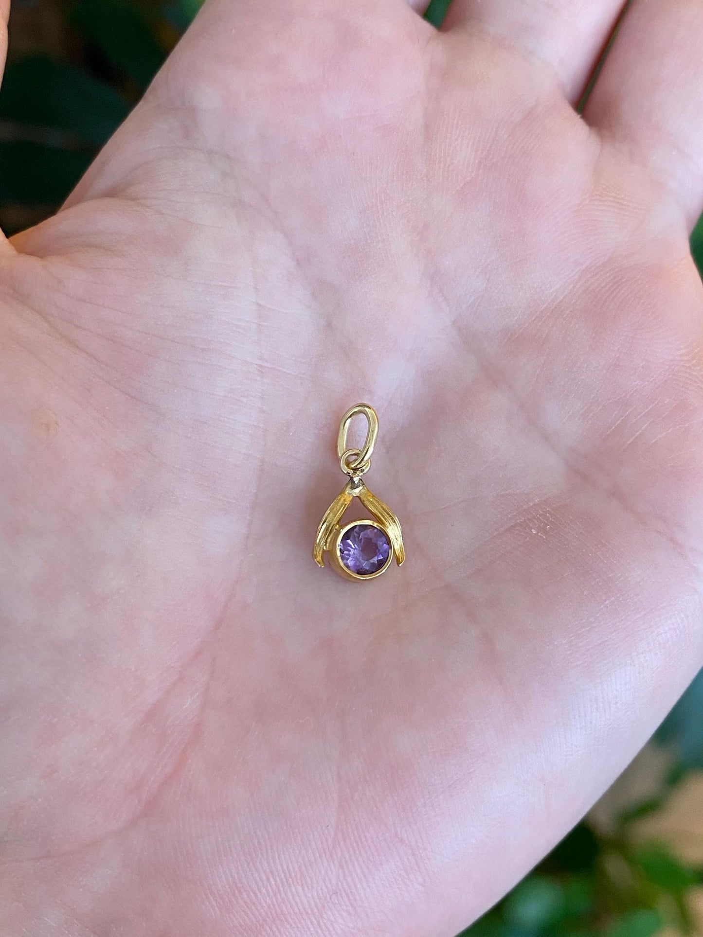 Vintage Solid 14k Yellow Gold Amethyst Stick Pin Conversion Charm