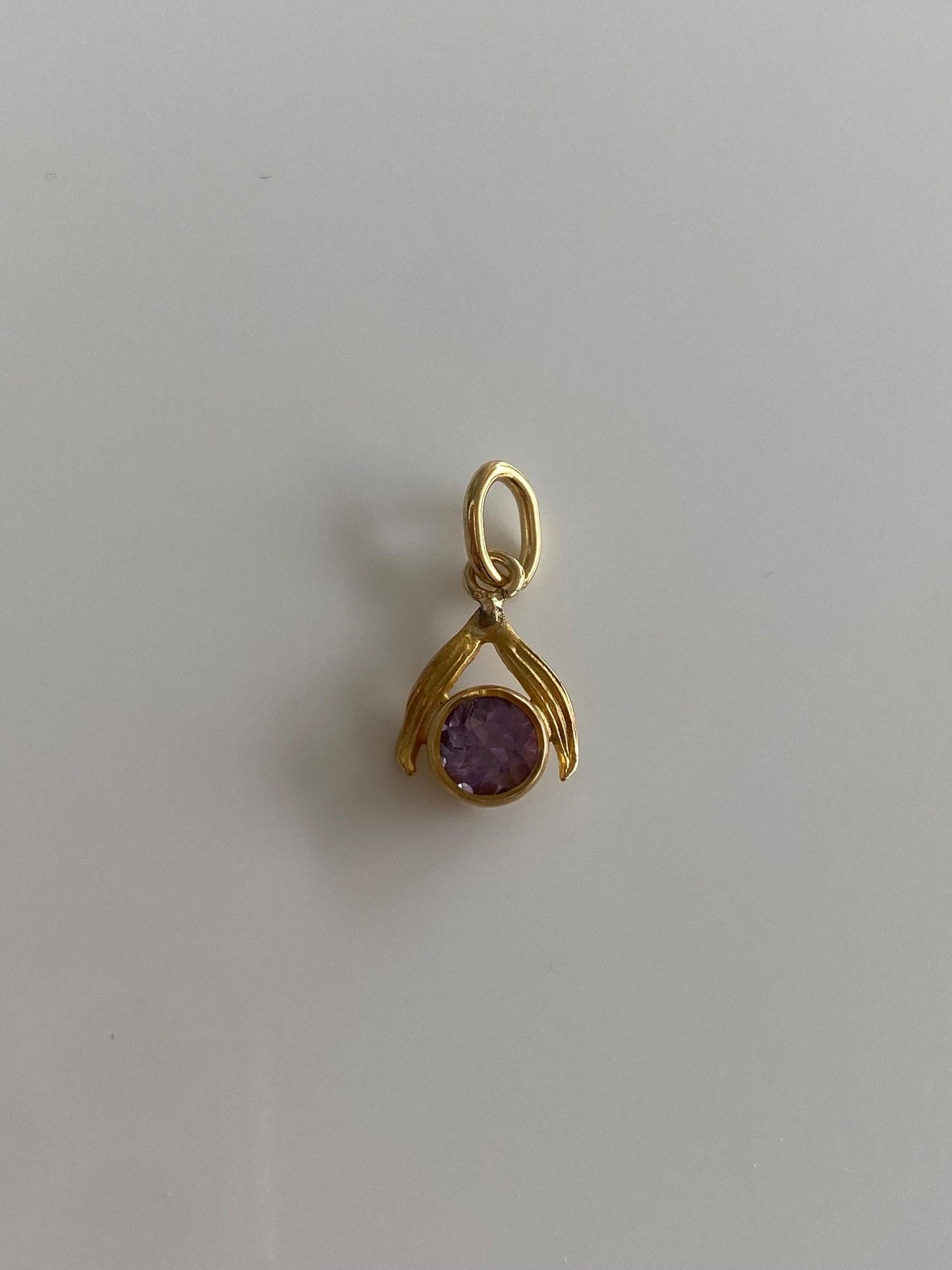 Vintage Solid 14k Yellow Gold Amethyst Stick Pin Conversion Charm