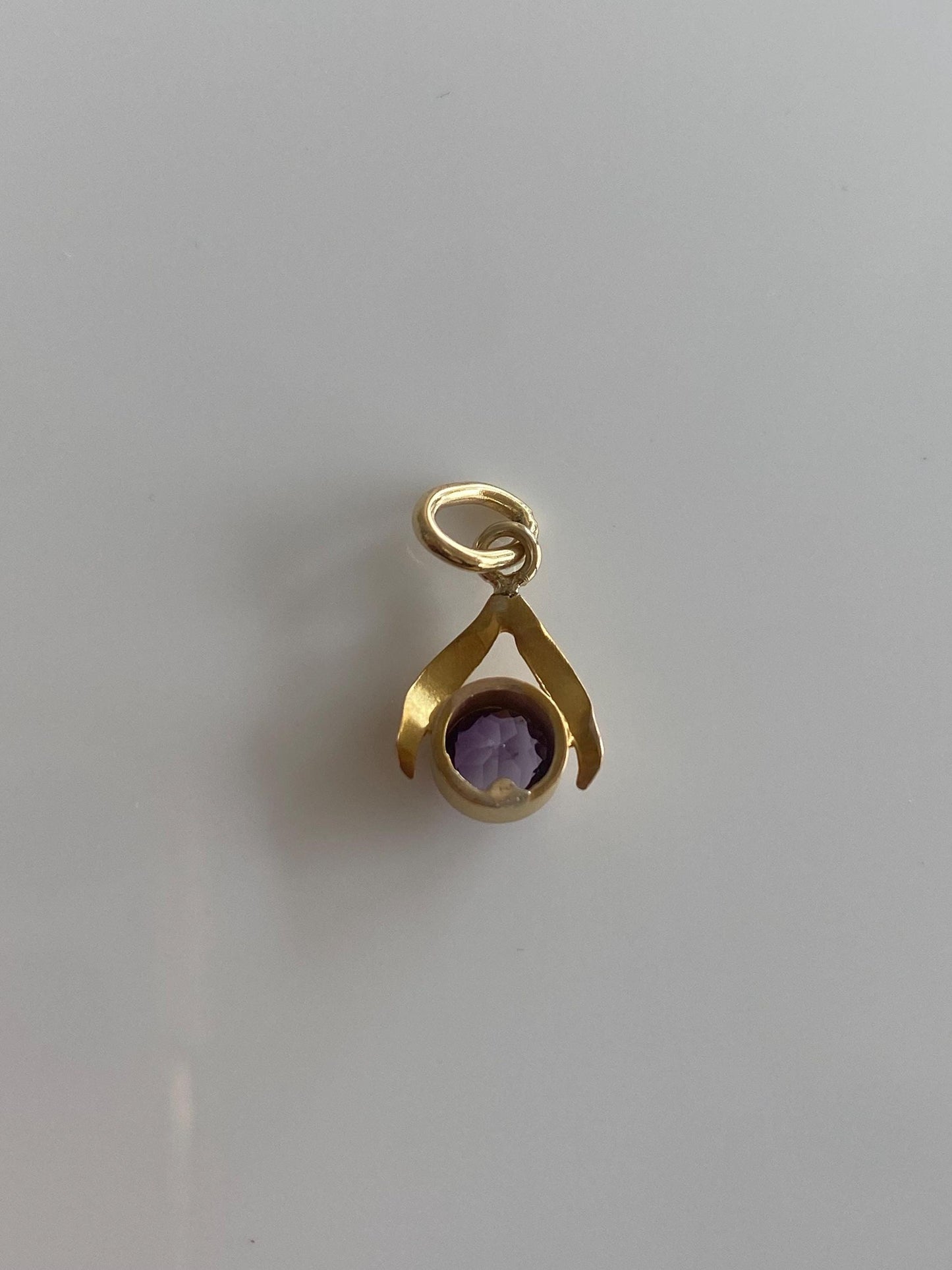 Vintage Solid 14k Yellow Gold Amethyst Stick Pin Conversion Charm