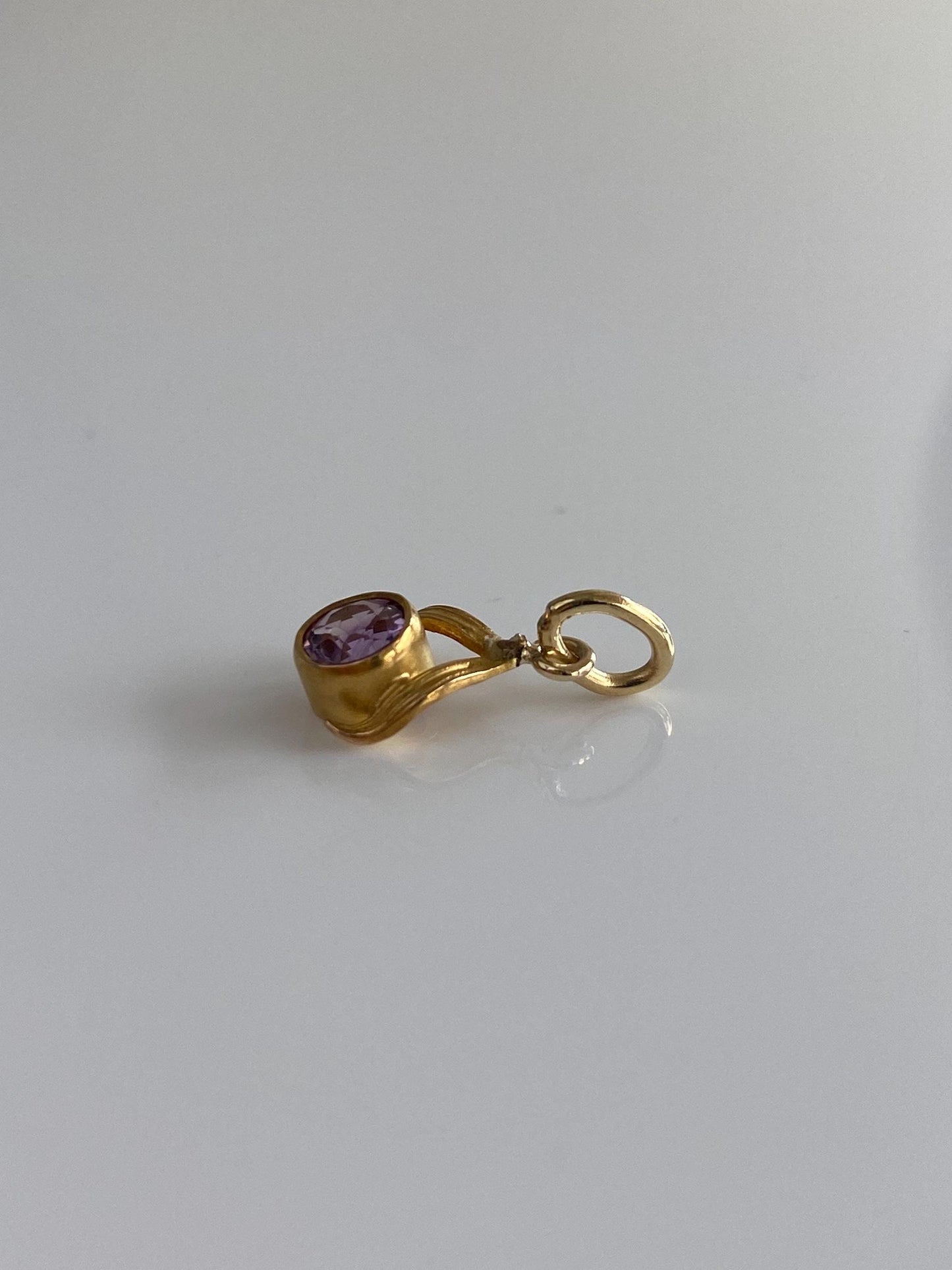 Vintage Solid 14k Yellow Gold Amethyst Stick Pin Conversion Charm