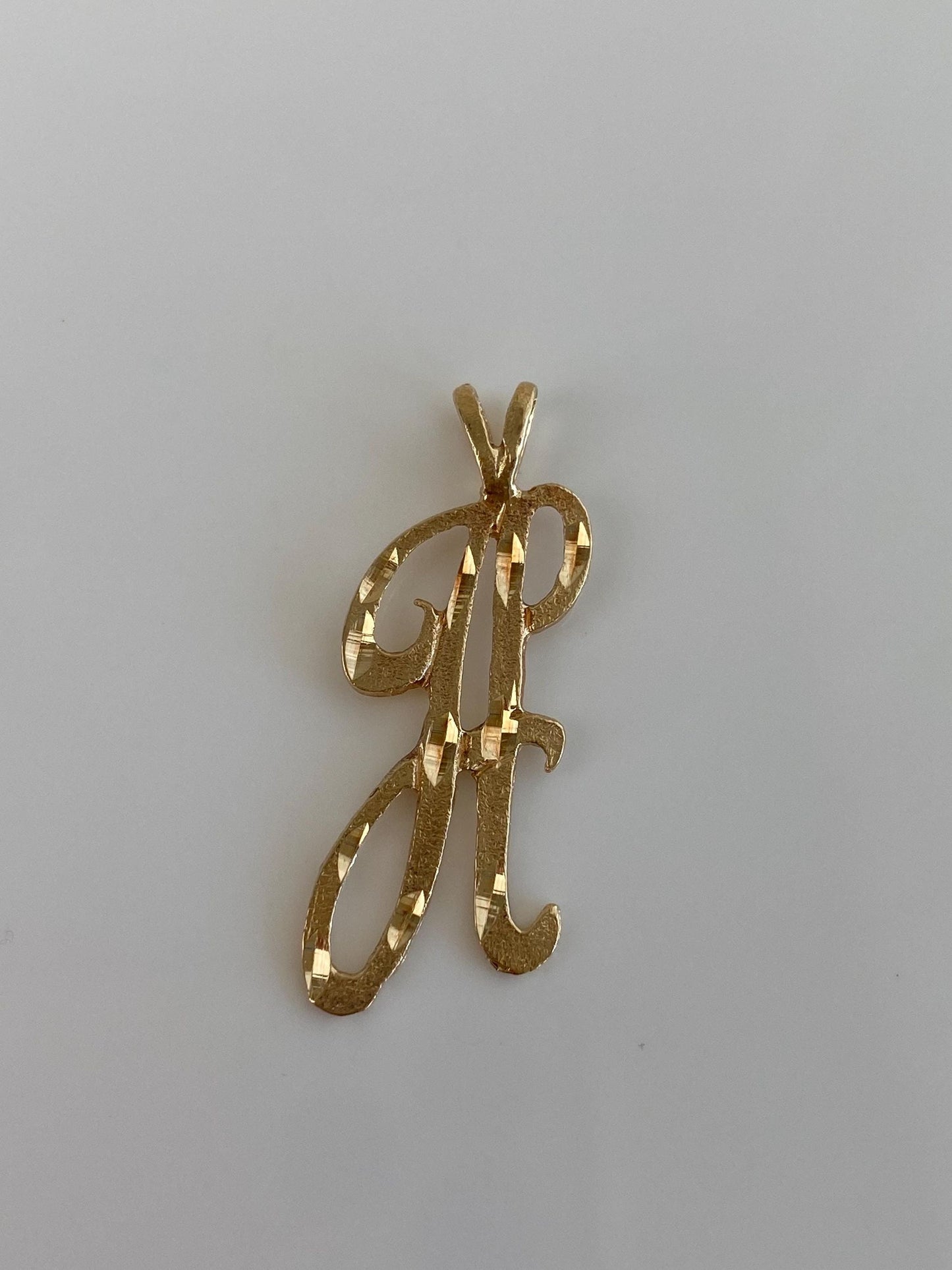 Vintage Solid 14k Yellow Gold Diamond Cut Initial 'H' Charm