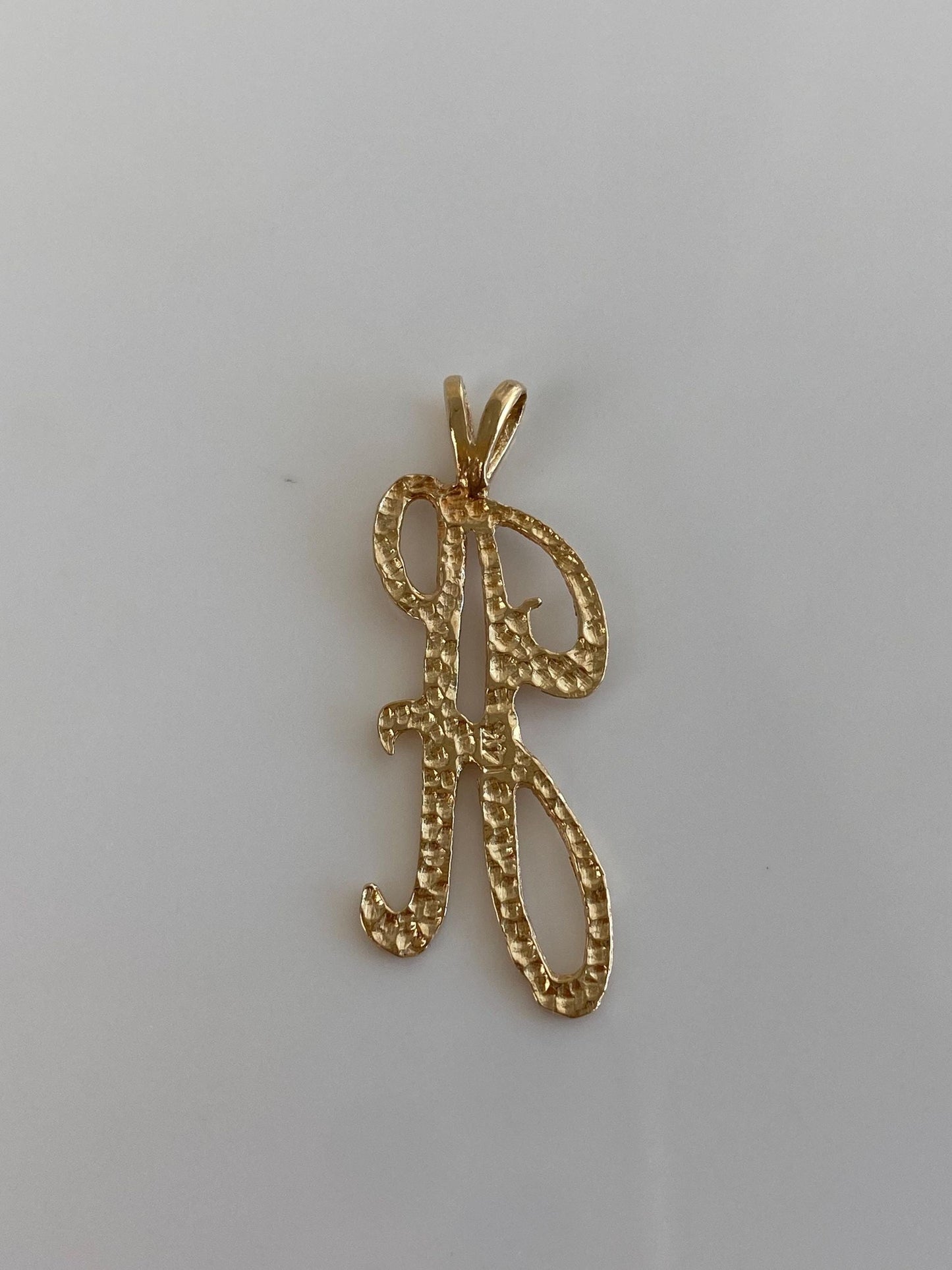 Vintage Solid 14k Yellow Gold Diamond Cut Initial 'H' Charm