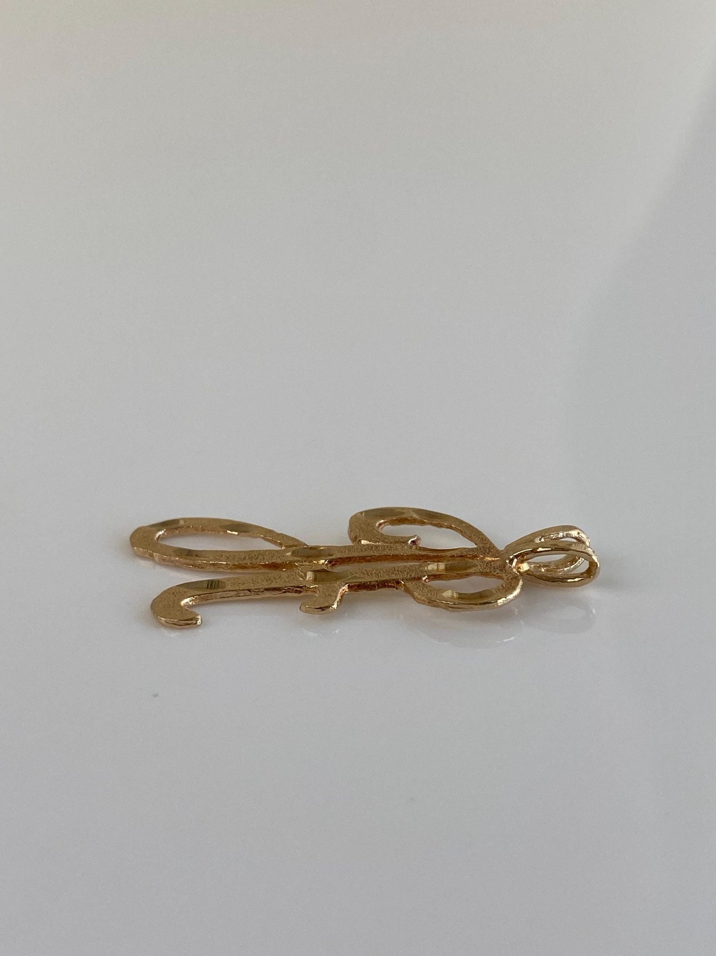 Vintage Solid 14k Yellow Gold Diamond Cut Initial 'H' Charm
