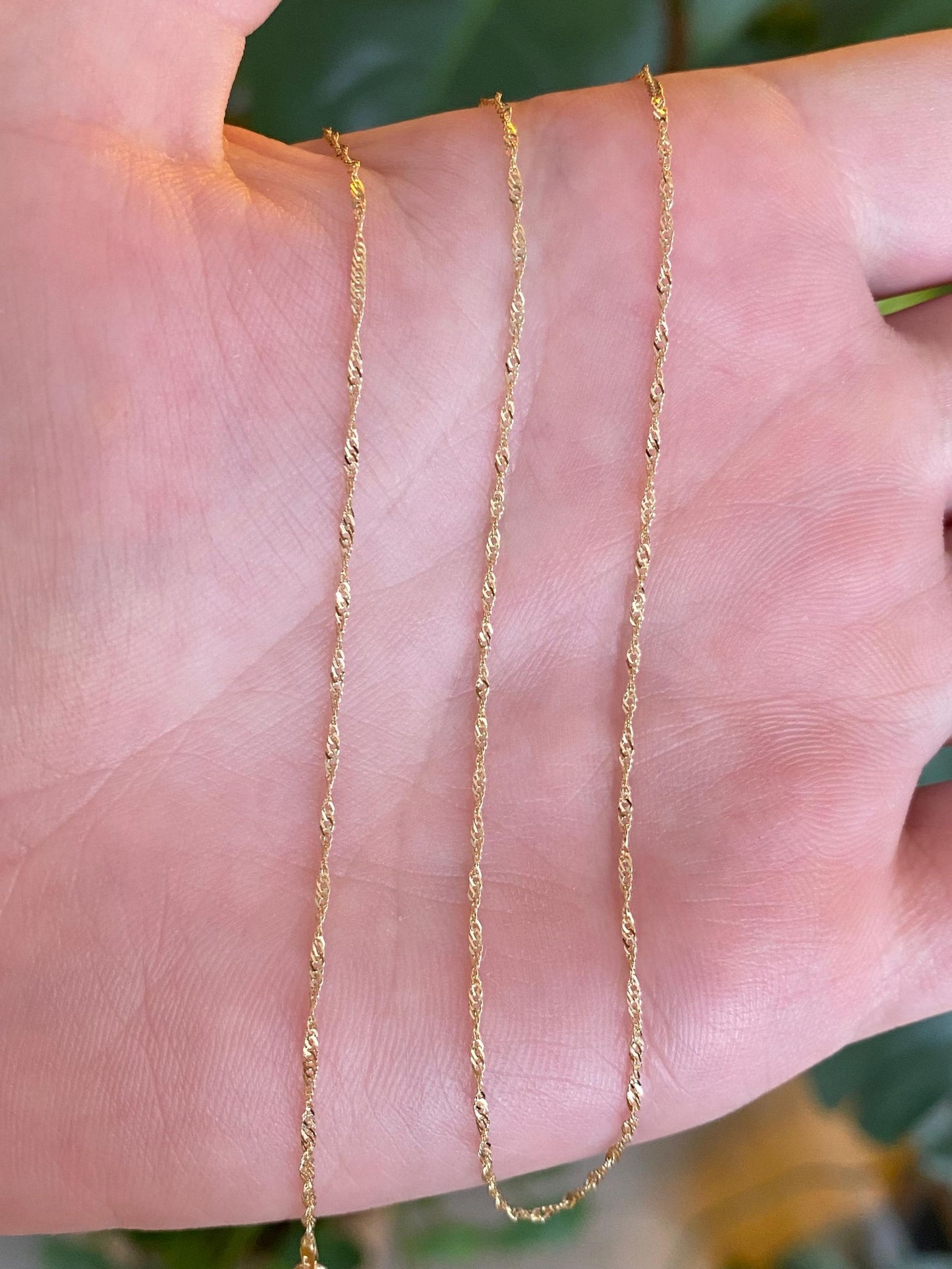 Vintage Solid 14k Yellow Gold Twist Chain Necklace - 16 inches