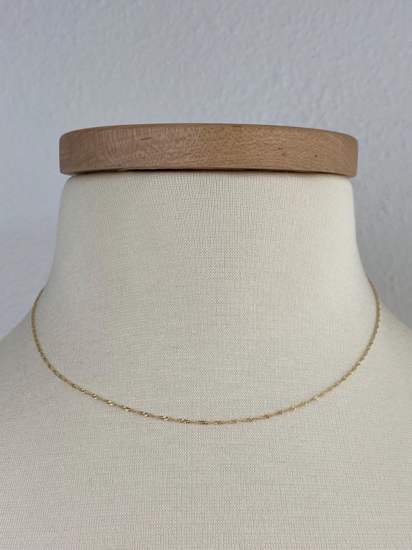 Vintage Solid 14k Yellow Gold Twist Chain Necklace - 16 inches