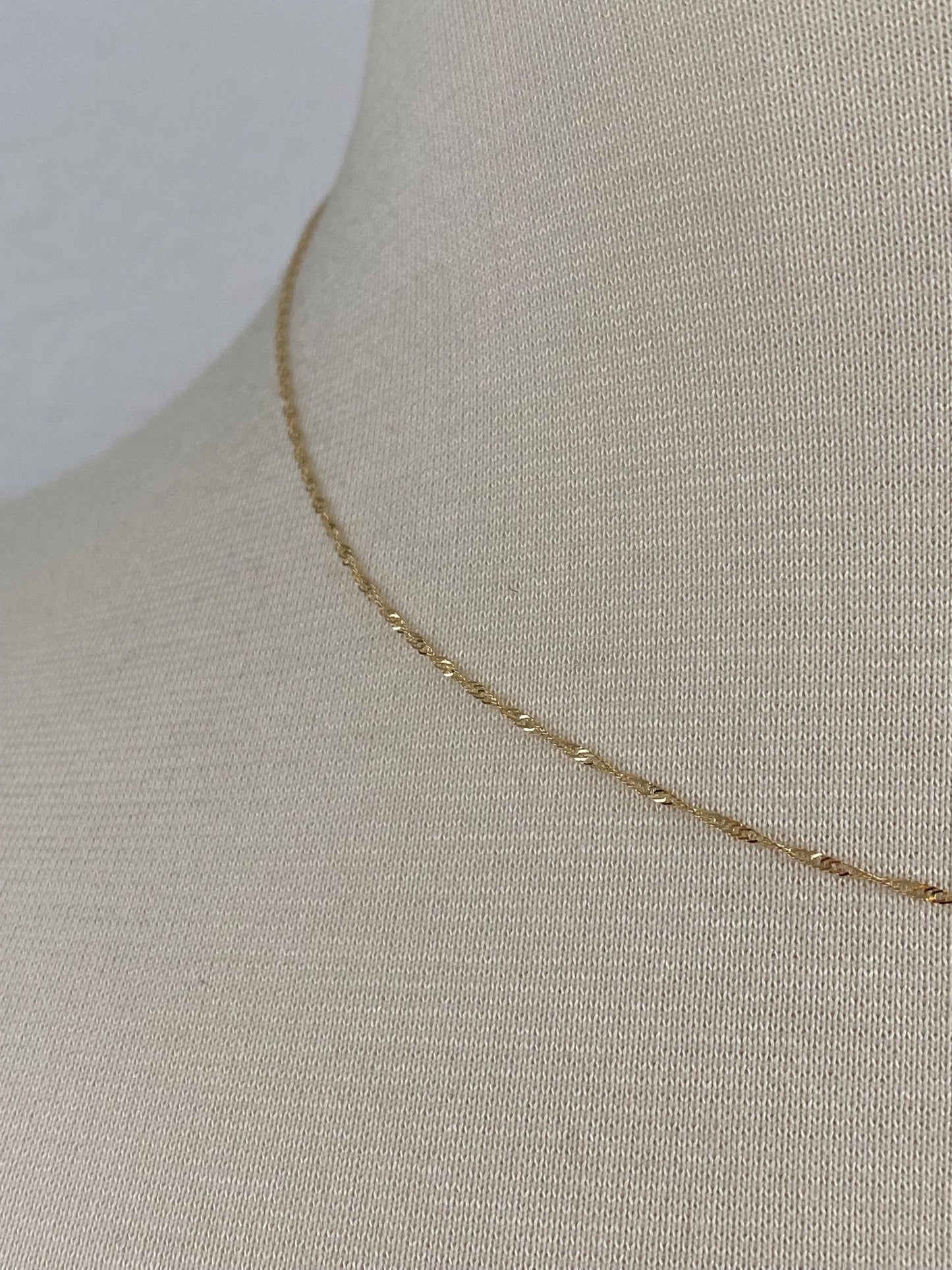 Vintage Solid 14k Yellow Gold Twist Chain Necklace - 16 inches
