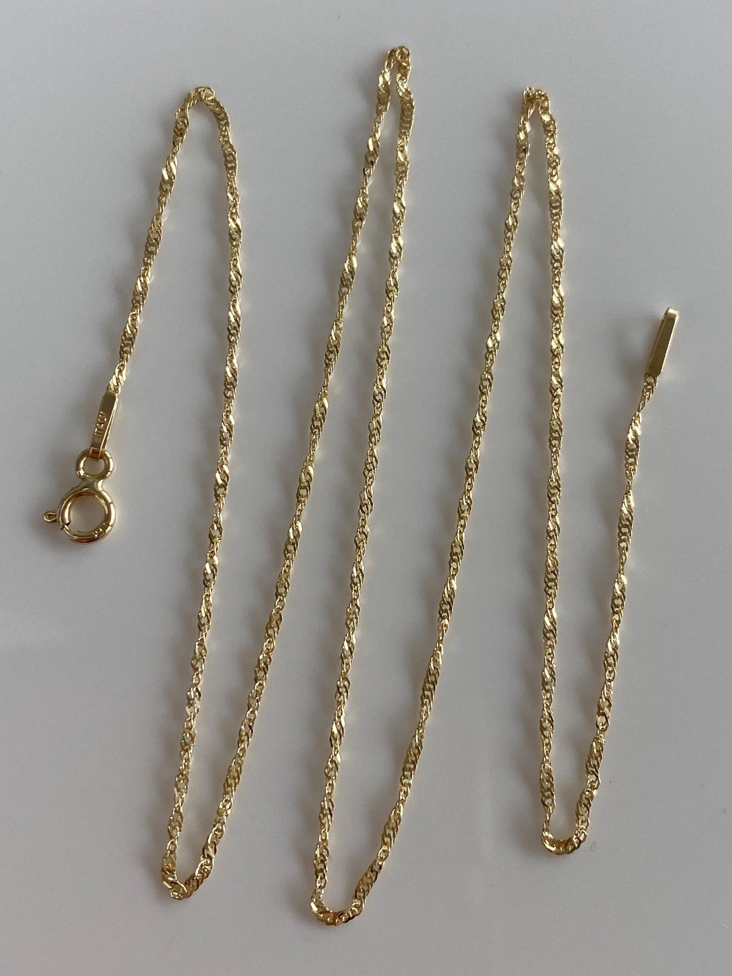 Vintage Solid 14k Yellow Gold Twist Chain Necklace - 16 inches