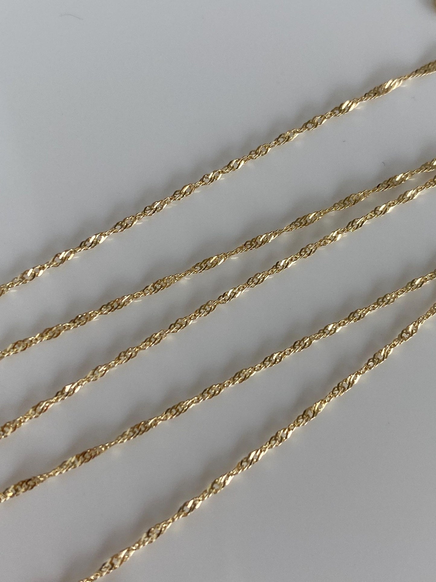 Vintage Solid 14k Yellow Gold Twist Chain Necklace - 16 inches