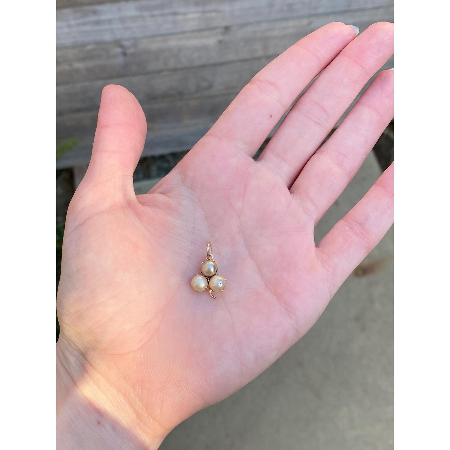 Vintage Solid 10k Yellow Gold Pearl Clover Charm