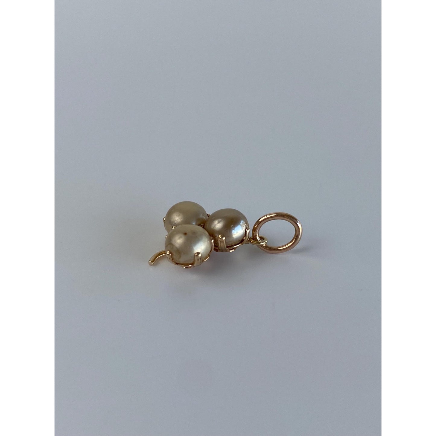 Vintage Solid 10k Yellow Gold Pearl Clover Charm