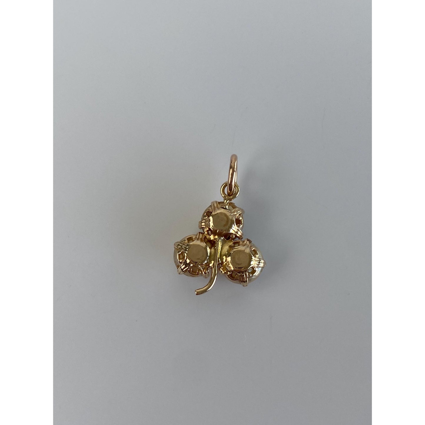 Vintage Solid 10k Yellow Gold Pearl Clover Charm