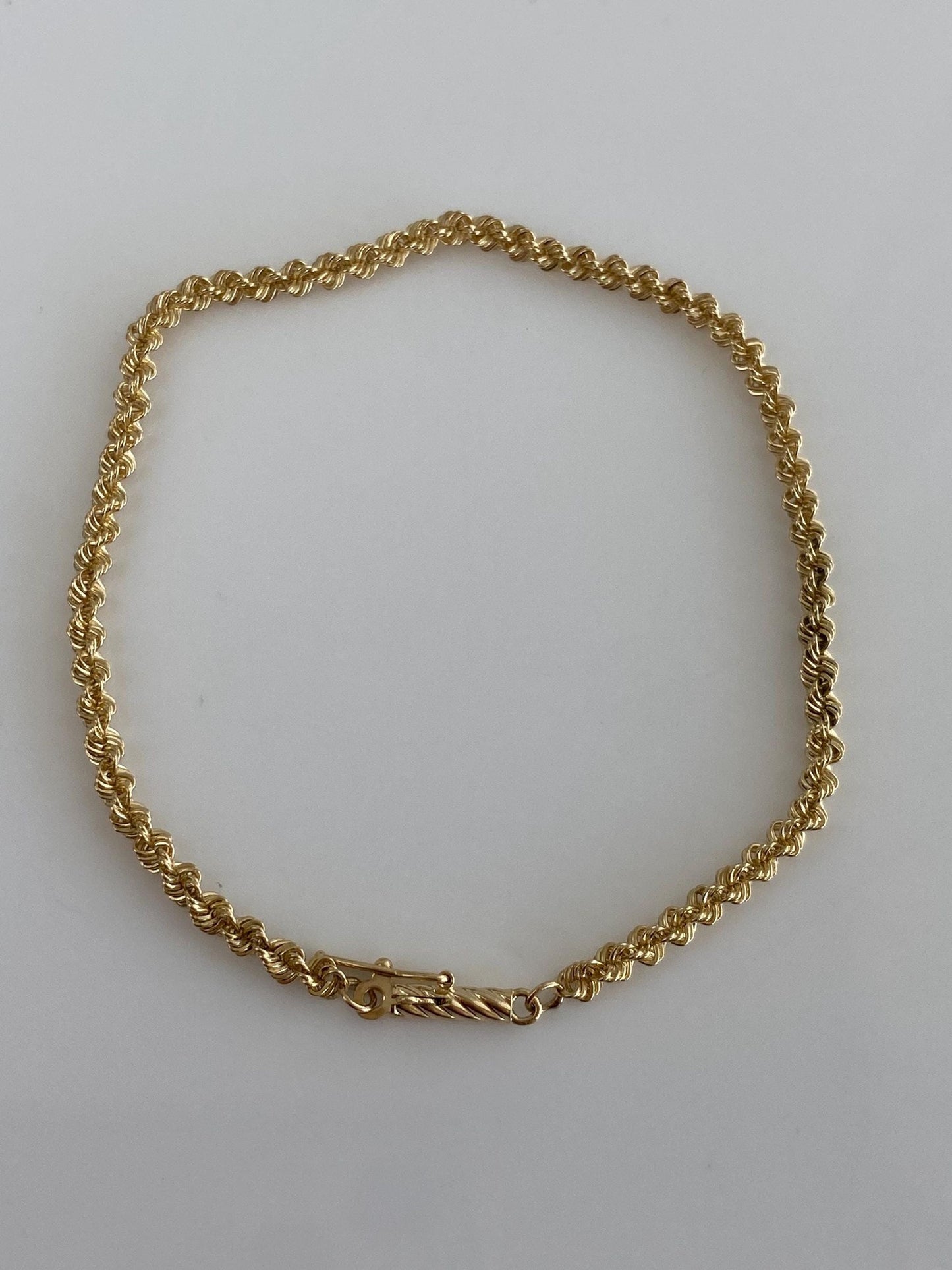 Vintage Solid 14k Yellow Gold Rope Chain Bracelet - 7 inches