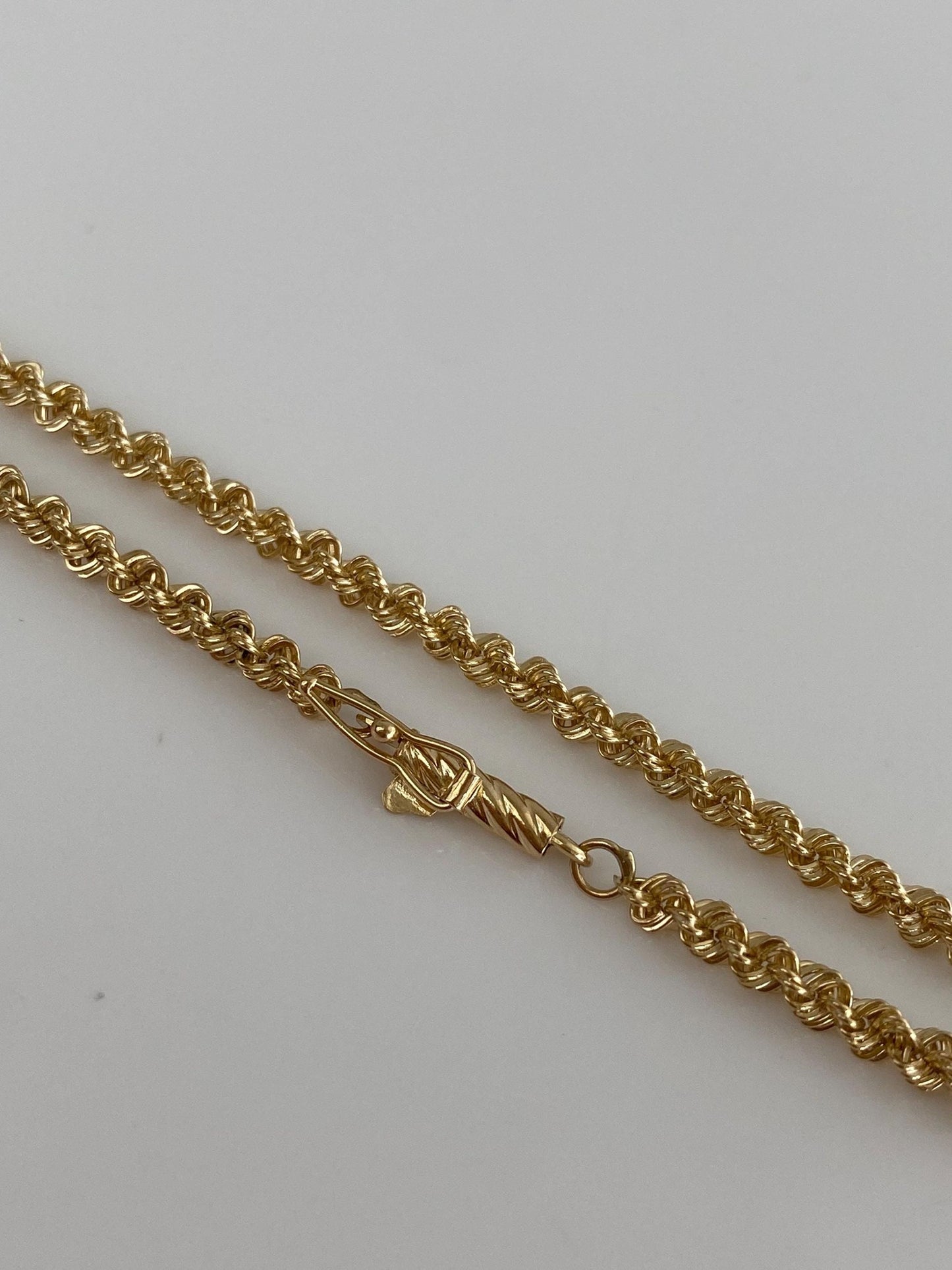 Vintage Solid 14k Yellow Gold Rope Chain Bracelet - 7 inches