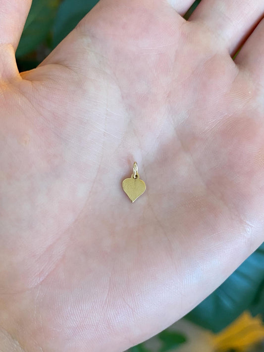Vintage Solid 10k Yellow Gold Little Flat Heart Charm