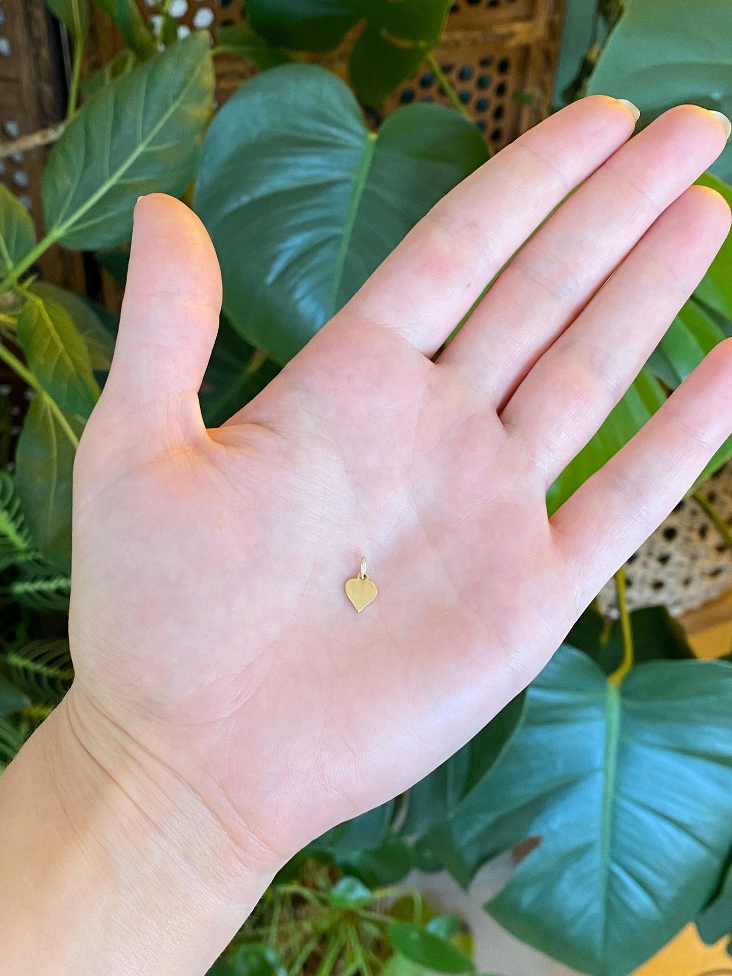 Vintage Solid 10k Yellow Gold Little Flat Heart Charm