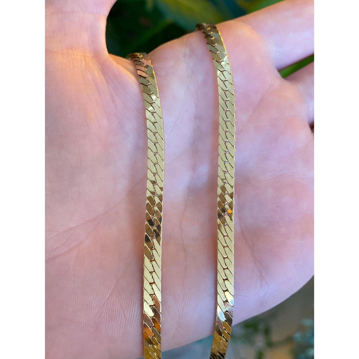 Vintage Solid 14k Yellow Gold Chunky Herringbone Chain Necklace - 24.25 inches