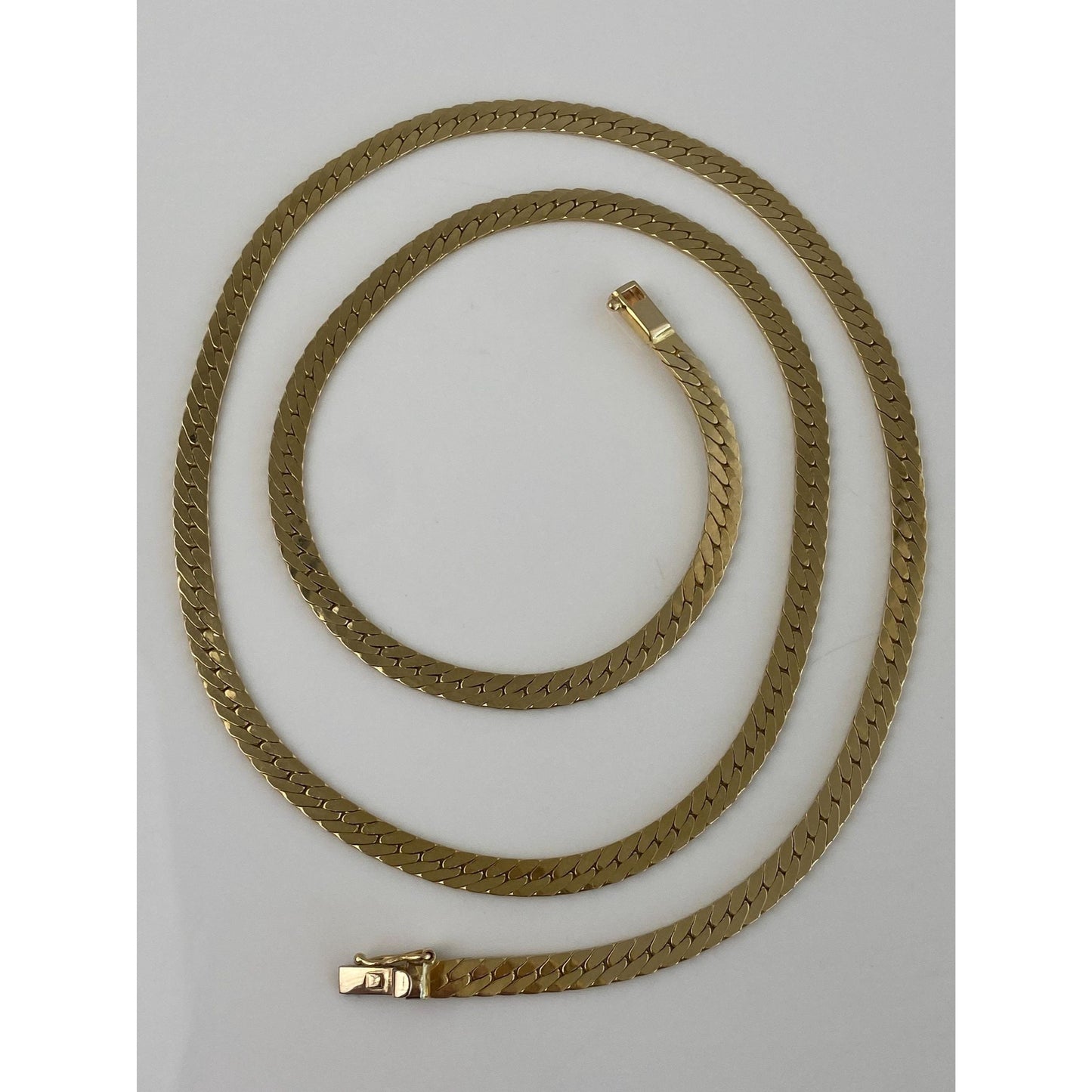Vintage Solid 14k Yellow Gold Chunky Herringbone Chain Necklace - 24.25 inches