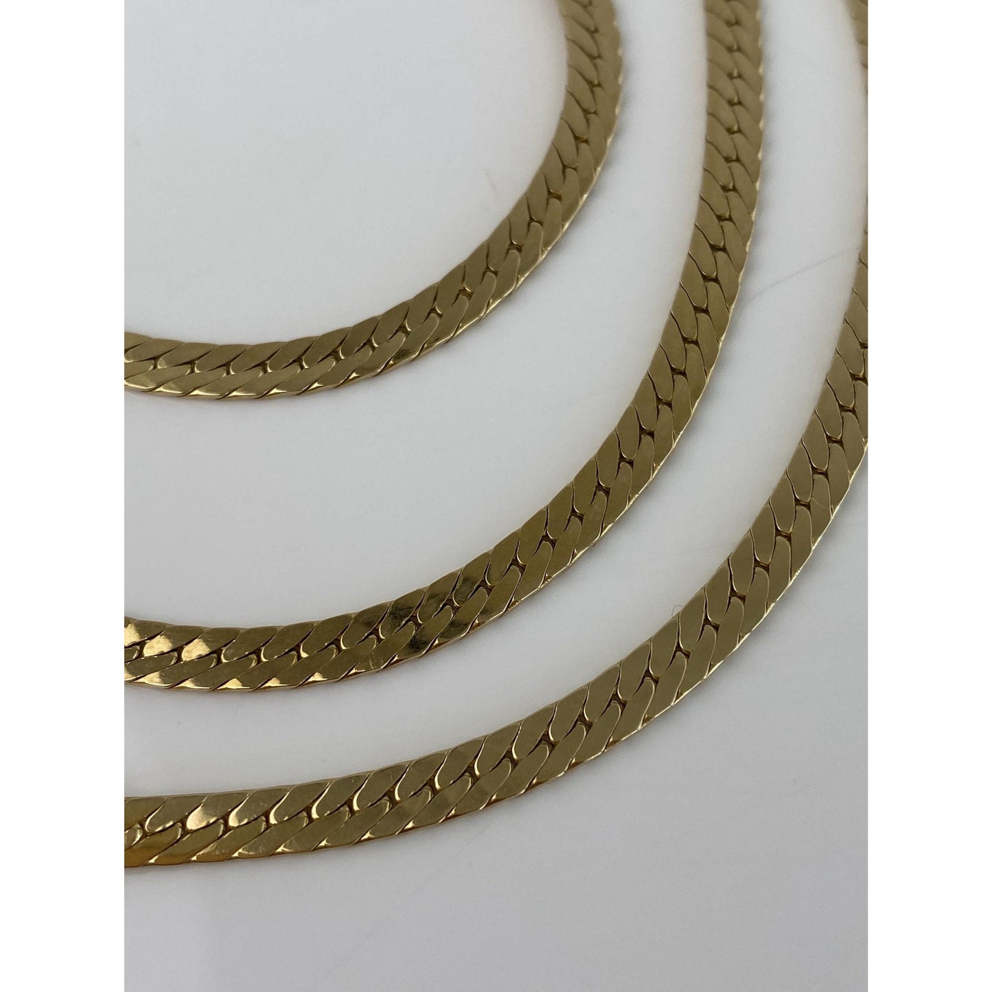 Vintage Solid 14k Yellow Gold Chunky Herringbone Chain Necklace - 24.25 inches