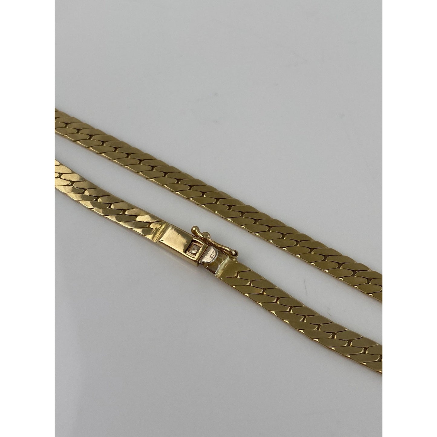 Vintage Solid 14k Yellow Gold Chunky Herringbone Chain Necklace - 24.25 inches