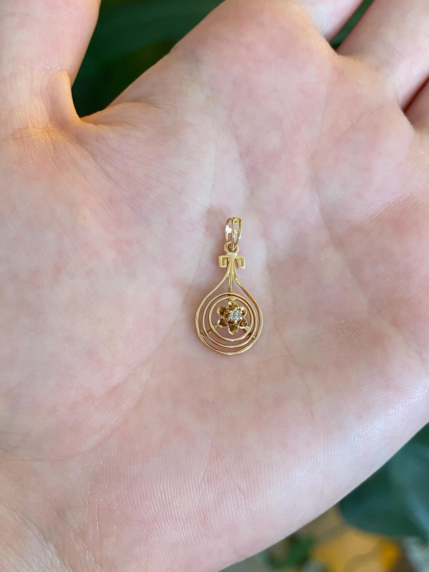 Vintage Solid 9k Yellow Gold Diamond Charm