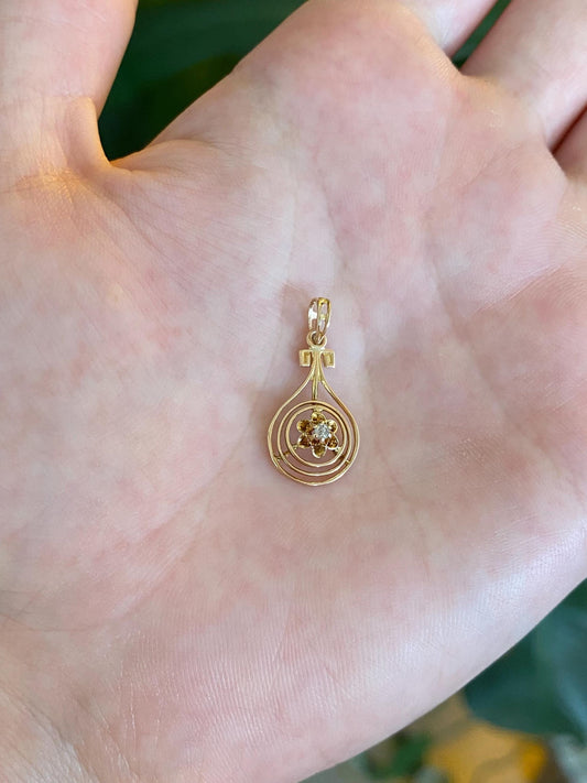 Vintage Solid 9k Yellow Gold Diamond Charm