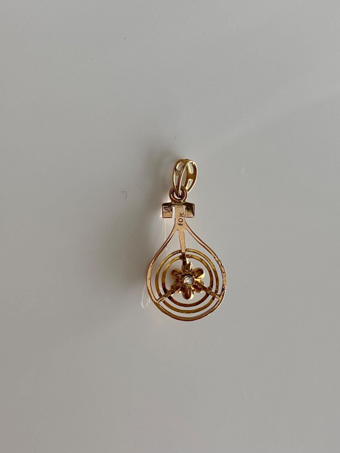 Vintage Solid 9k Yellow Gold Diamond Charm